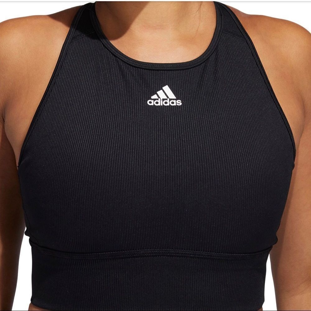 🆕 ADIDAS Ribbed Longline Sports Bra Black Size‎ Extra Small NWT - Picture 7 of 7